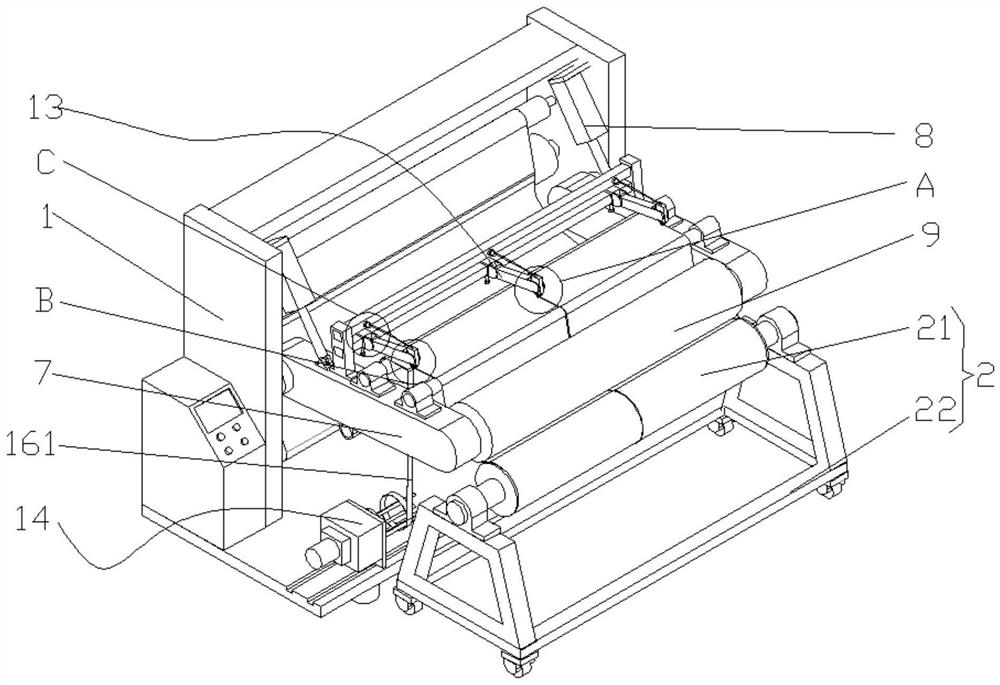 Polyester fabric trimming and winding device