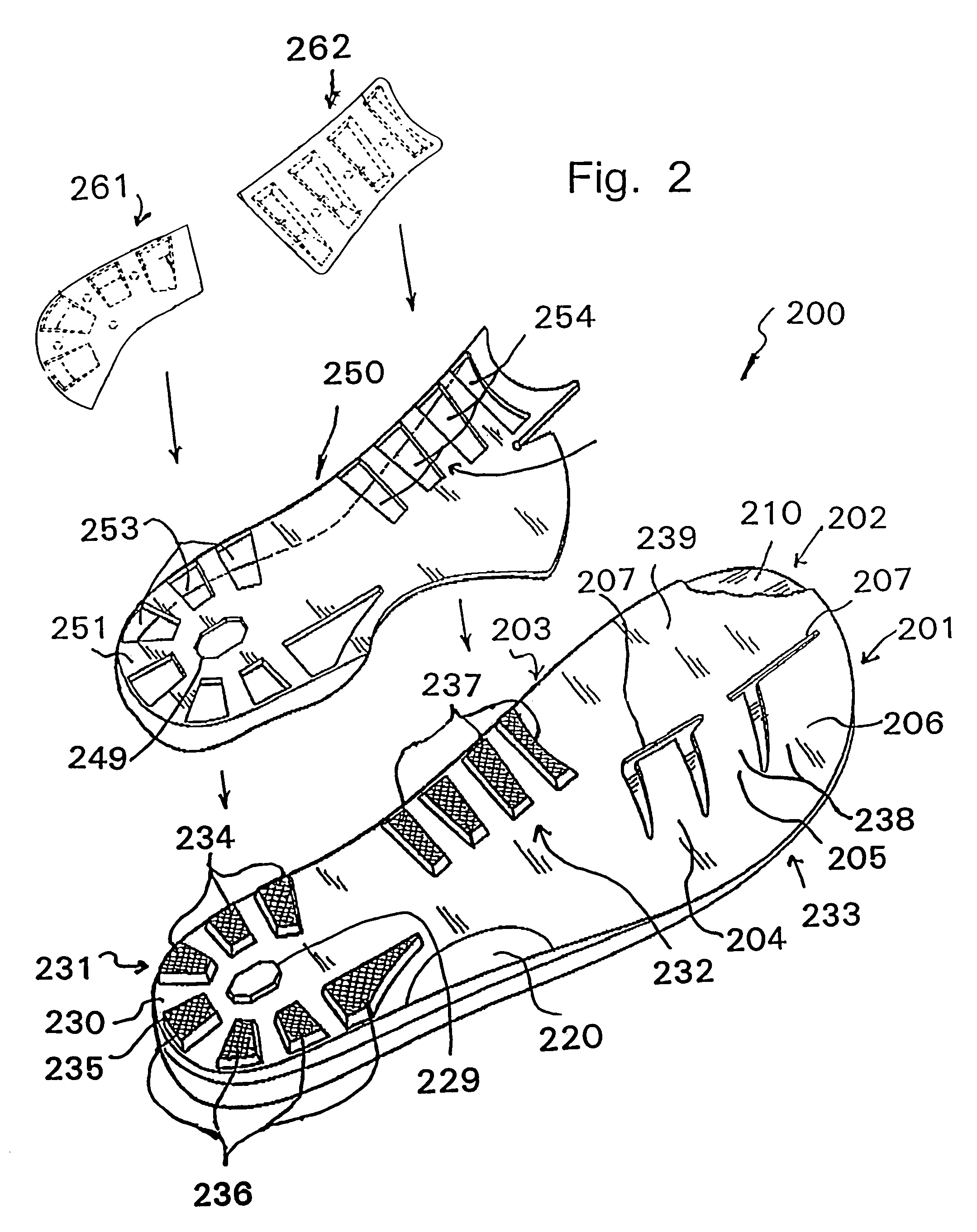 Foot guided shoe sole and footbed