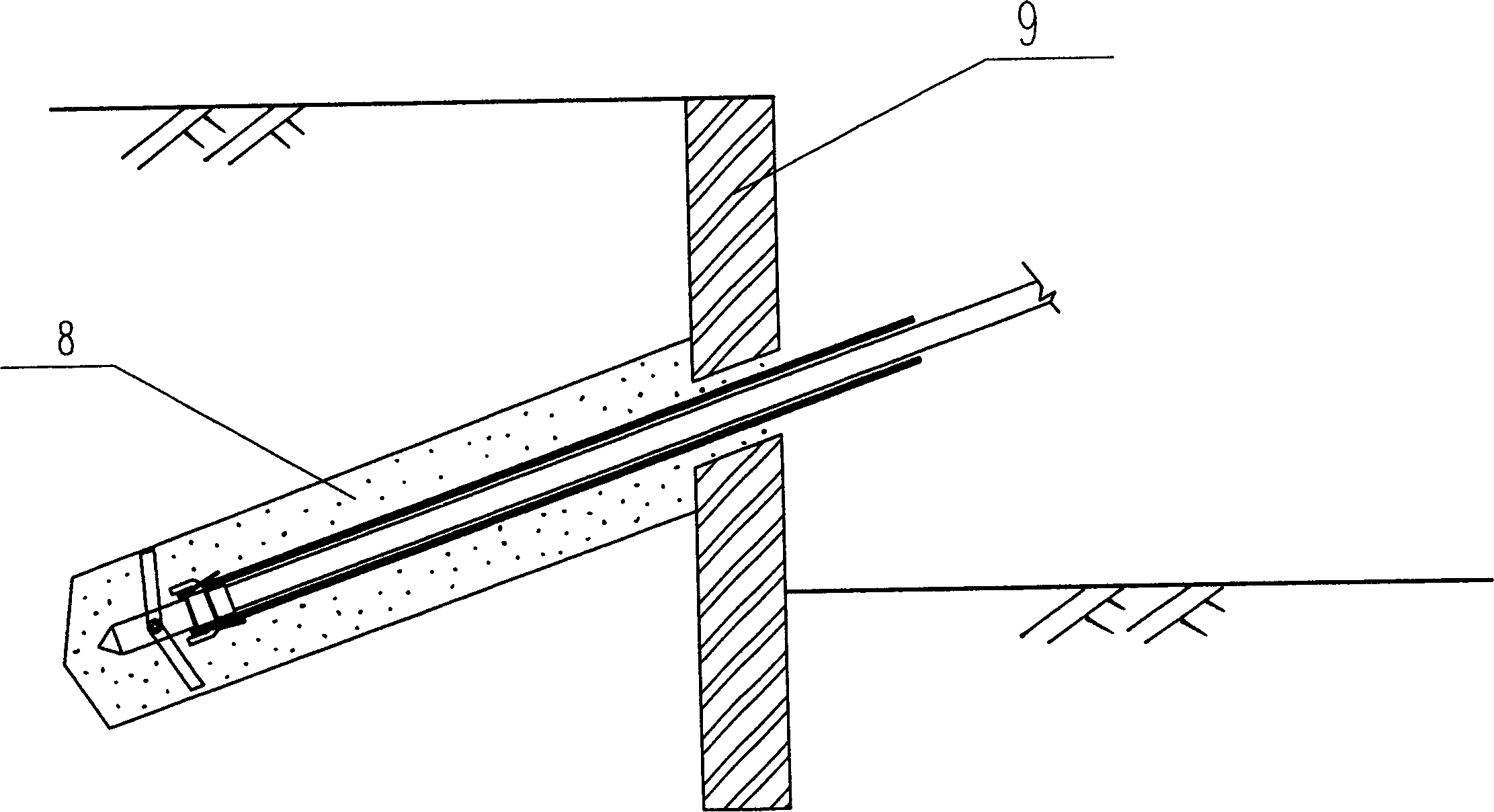 Roofbolt constructing method in civil engineering