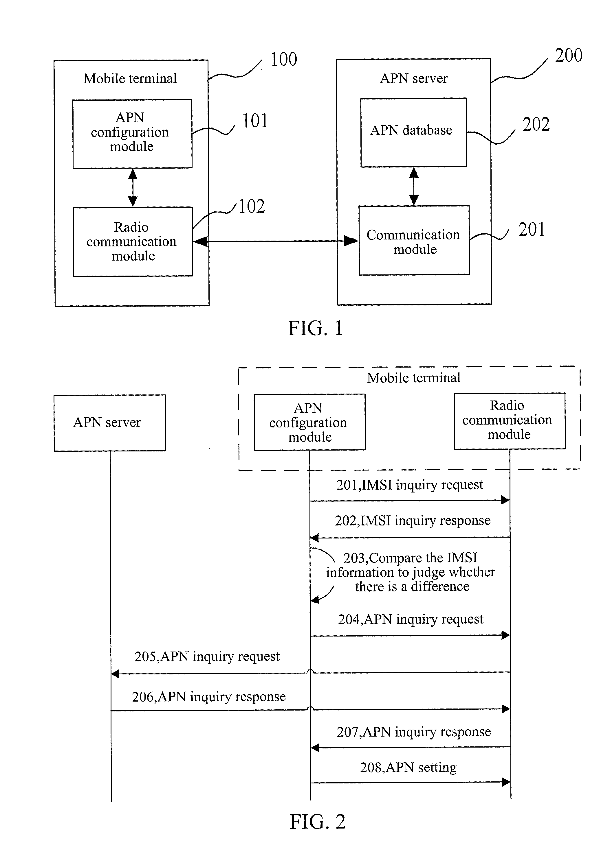Mobile terminal, system and method for realizing access point name setting