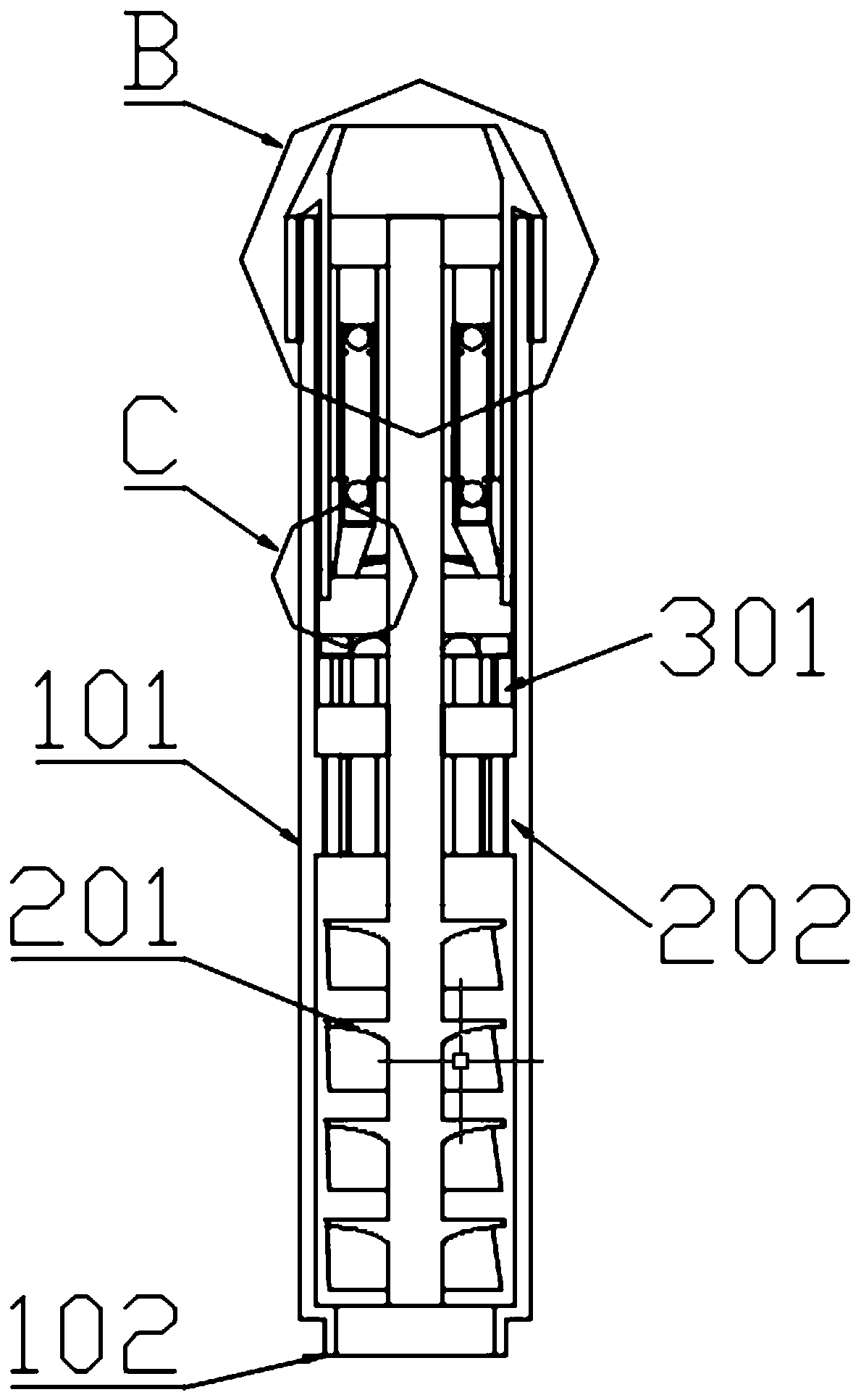 Jetting device for oil-shale drill hydraulic mining