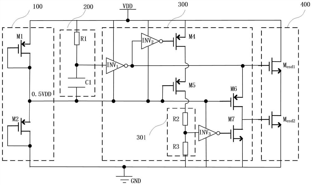 High-voltage-resistant clamping circuit with alternating current detection and direct current detection