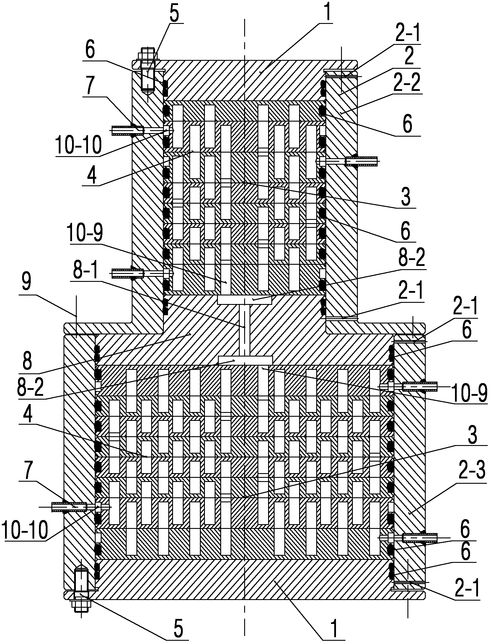 Multi-medium-flow high-pressure plate type heat exchanger