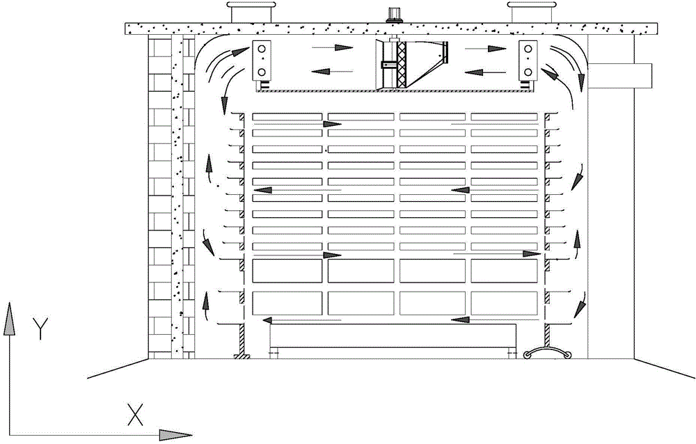 Moveable air flow guide air-blowing frame of hot air drying room