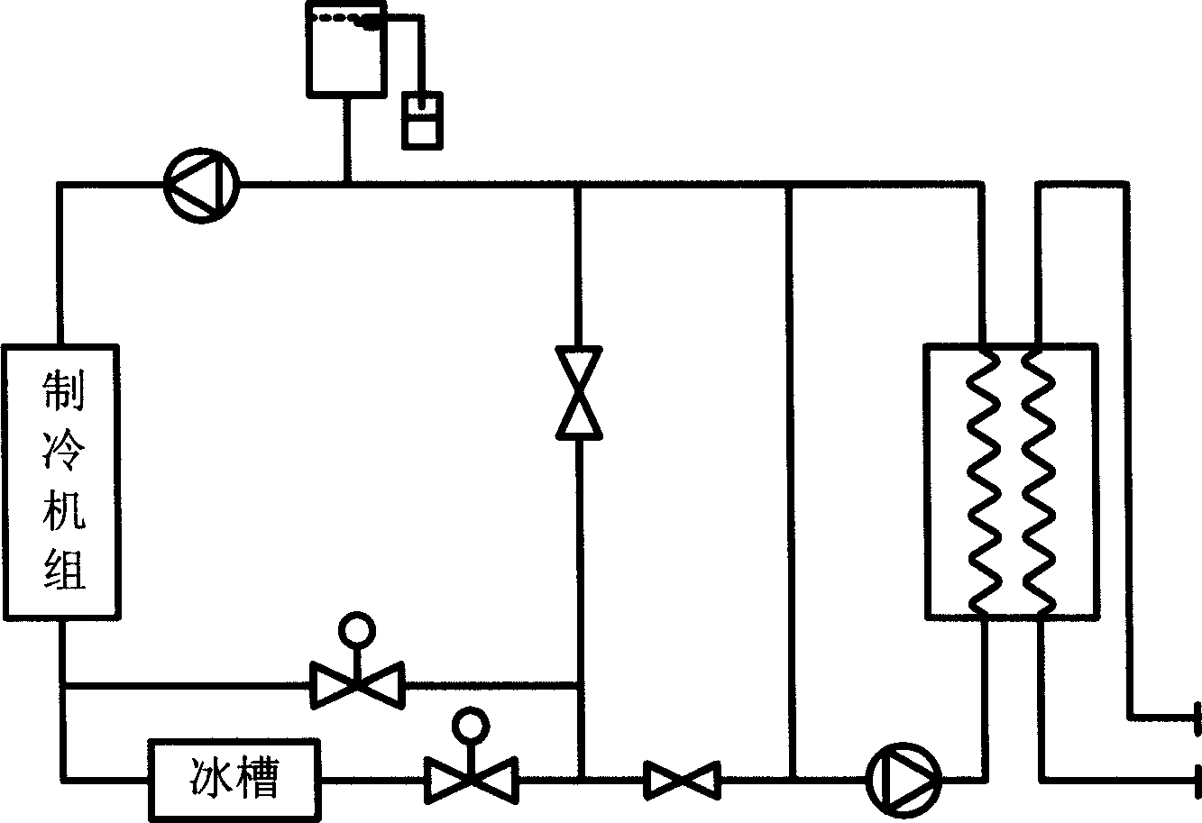 Ice smelting and cold storage device in parallel mono heat exchanger