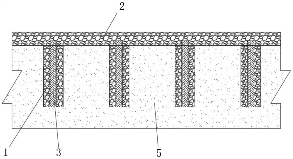 Composite drainage structure applicable to liquefaction resistance of sand layer with high fine grain content and construction method of composite drainage structure