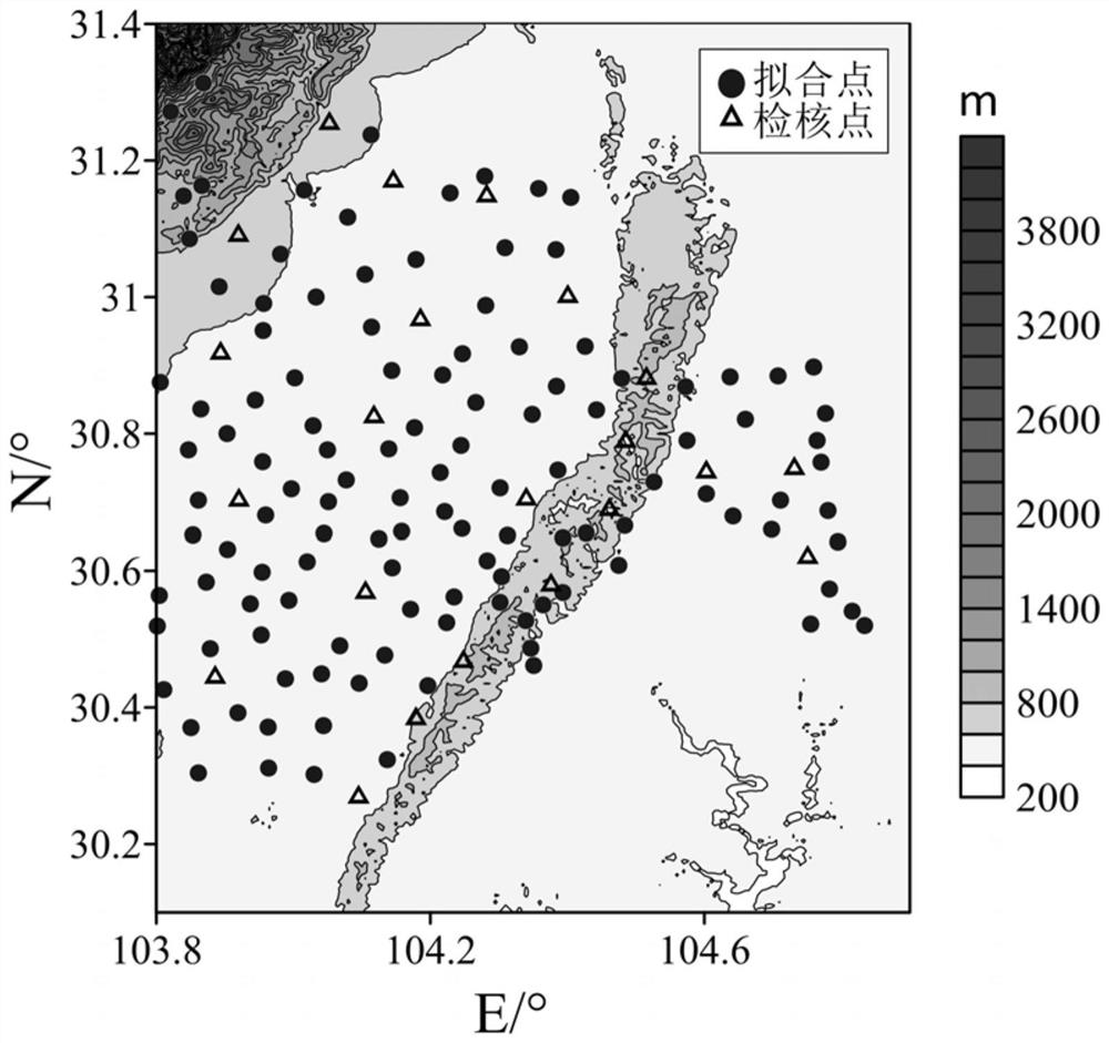 GPS elevation fitting method and system considering gravity terrain correction