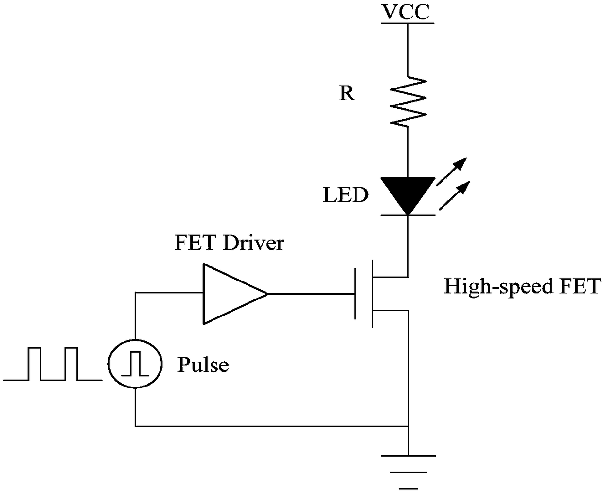 An ingan/gan LED nanosecond pulse drive circuit