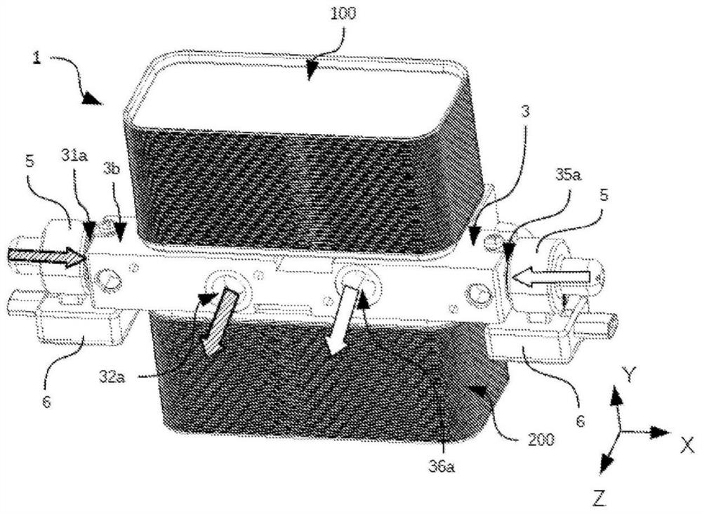 Thermal energy exchange device comprising two plate heat exchangers