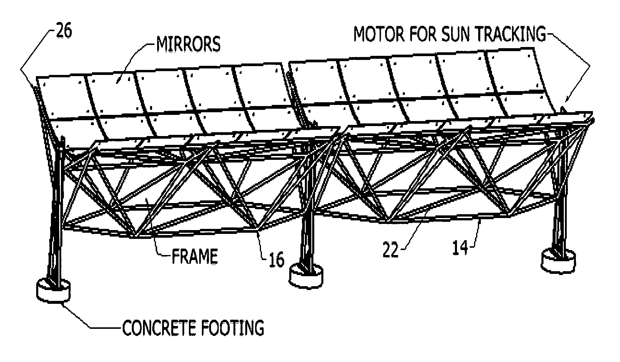 Solar trough frame, part and method