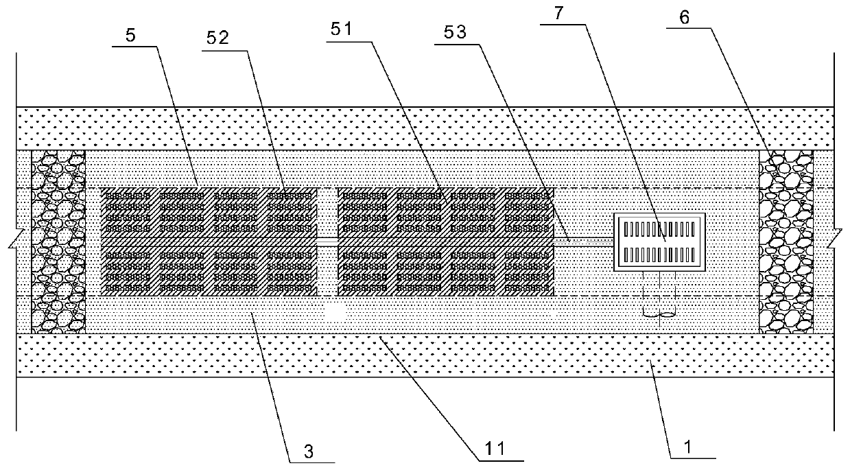 Immobilized microorganism coupled-type grass planting ditch