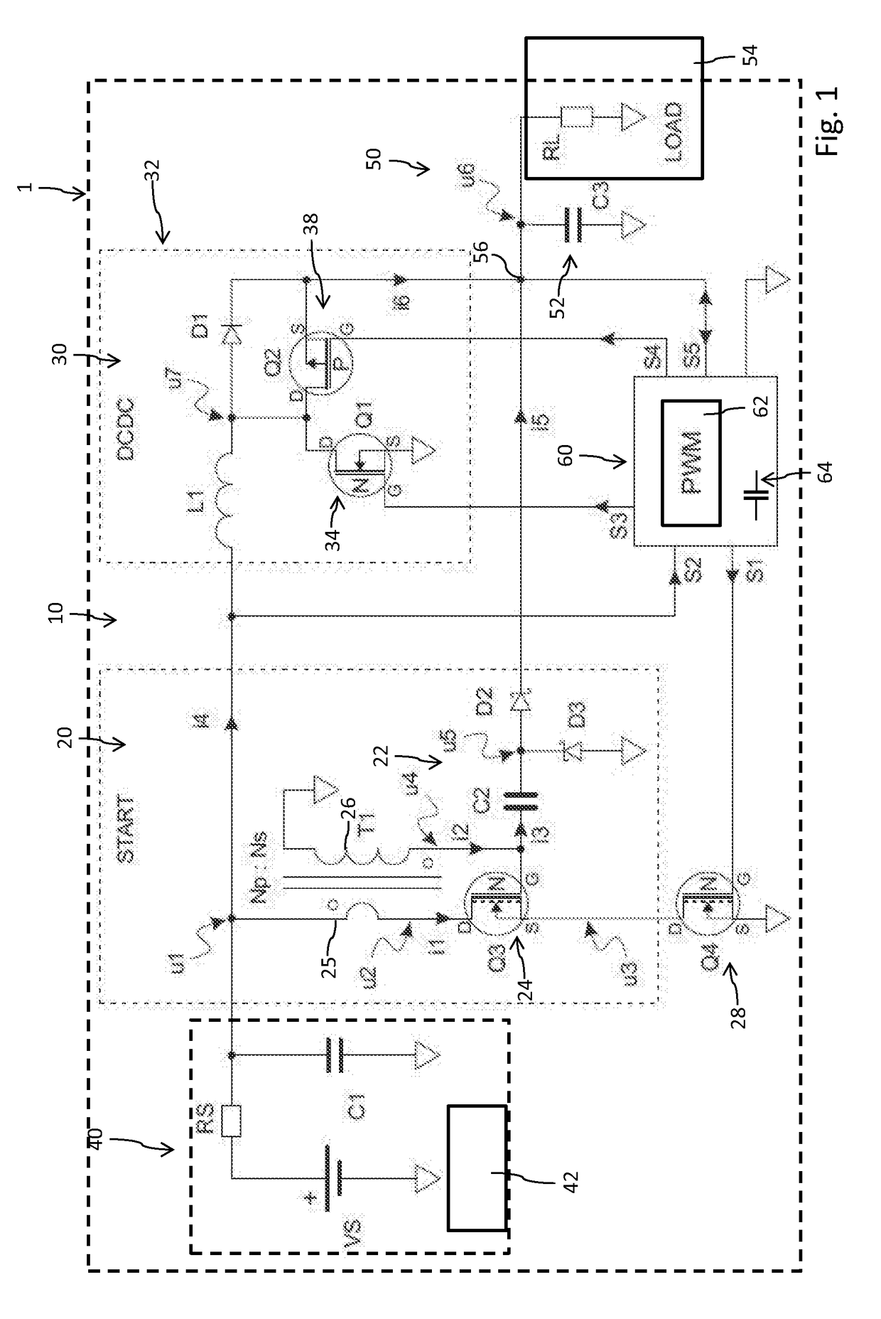 Thermoelectric generator with starting circuit