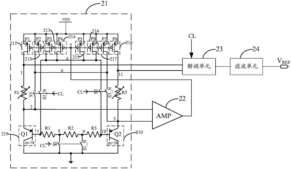 A chopping bandgap reference circuit and reference voltage chip based on cmos technology