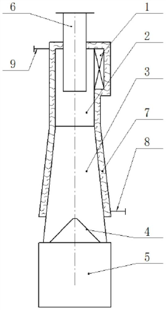 Compact anti-blocking radioactive flue gas cooling device