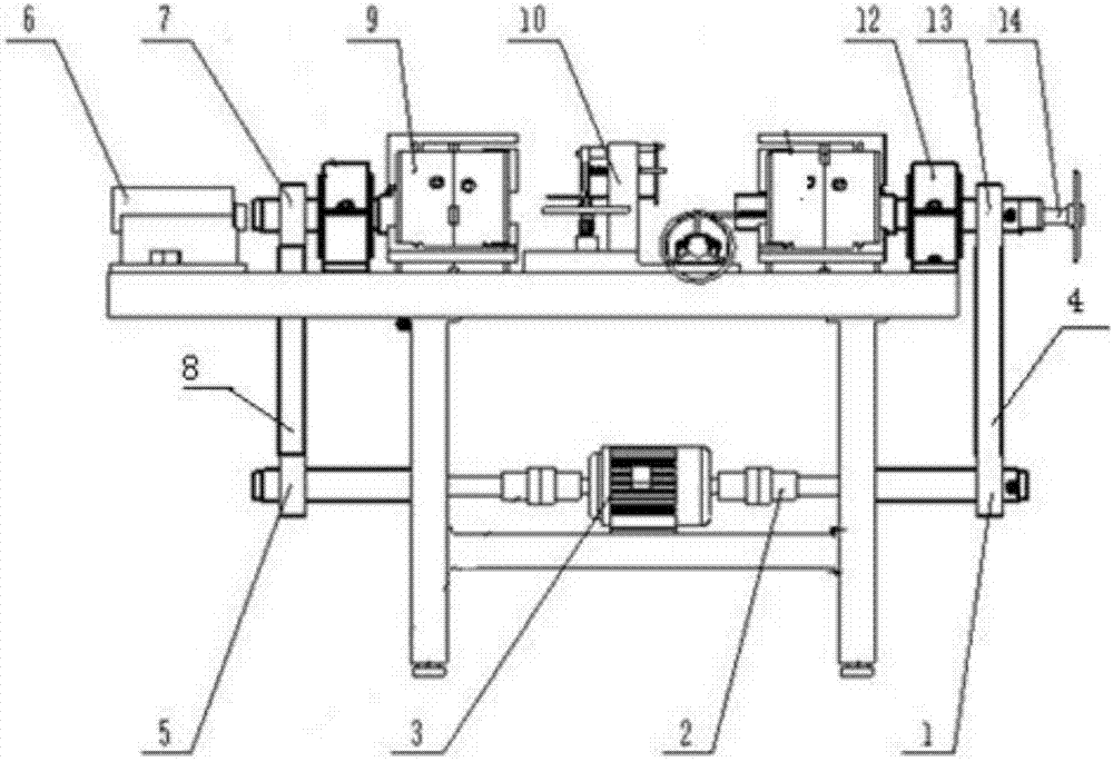 Rotary vibration test bench for traveling wave vibration test of composite cylindrical shells