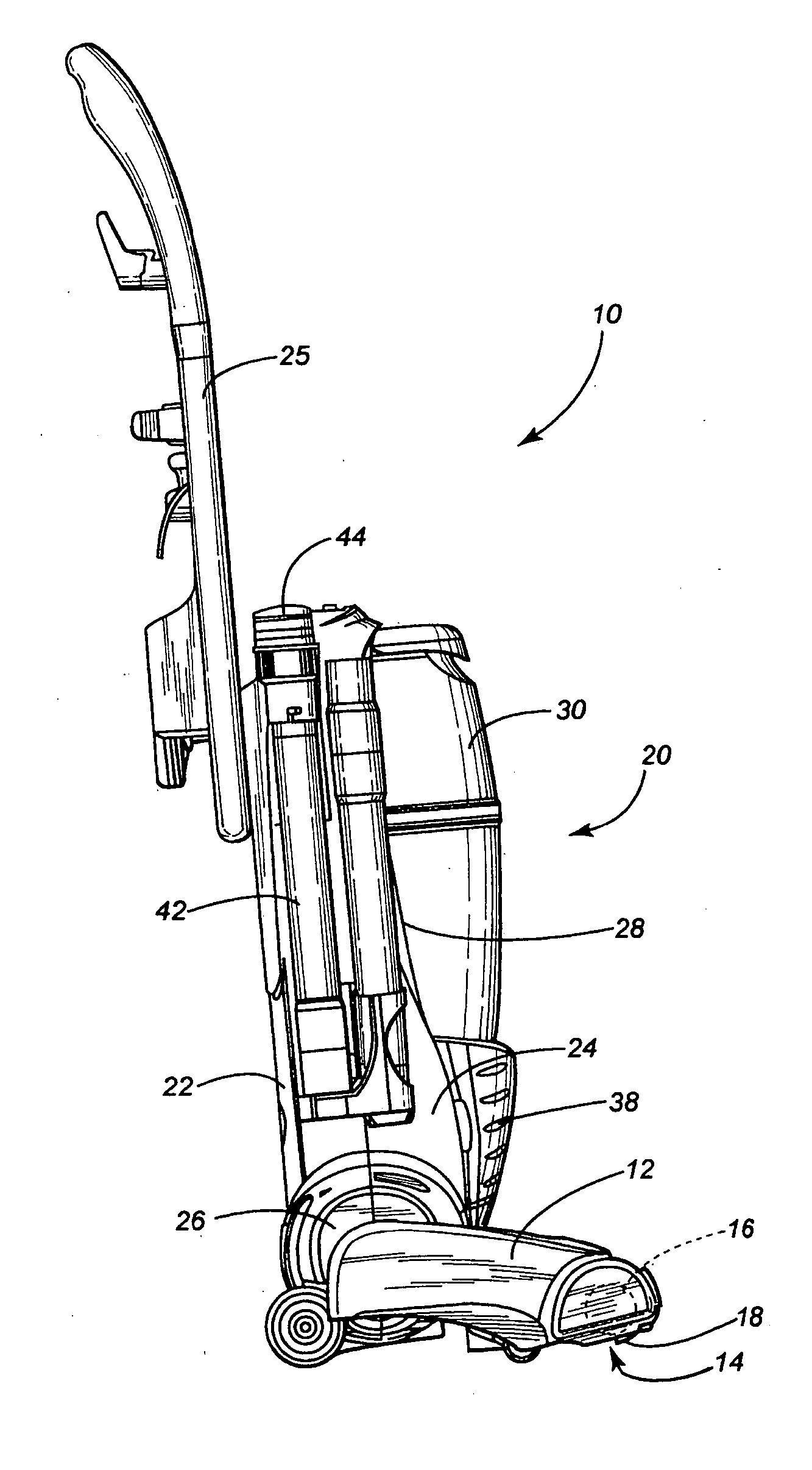 Upright vacuum cleaner equipped with electrified stretch hose and wand