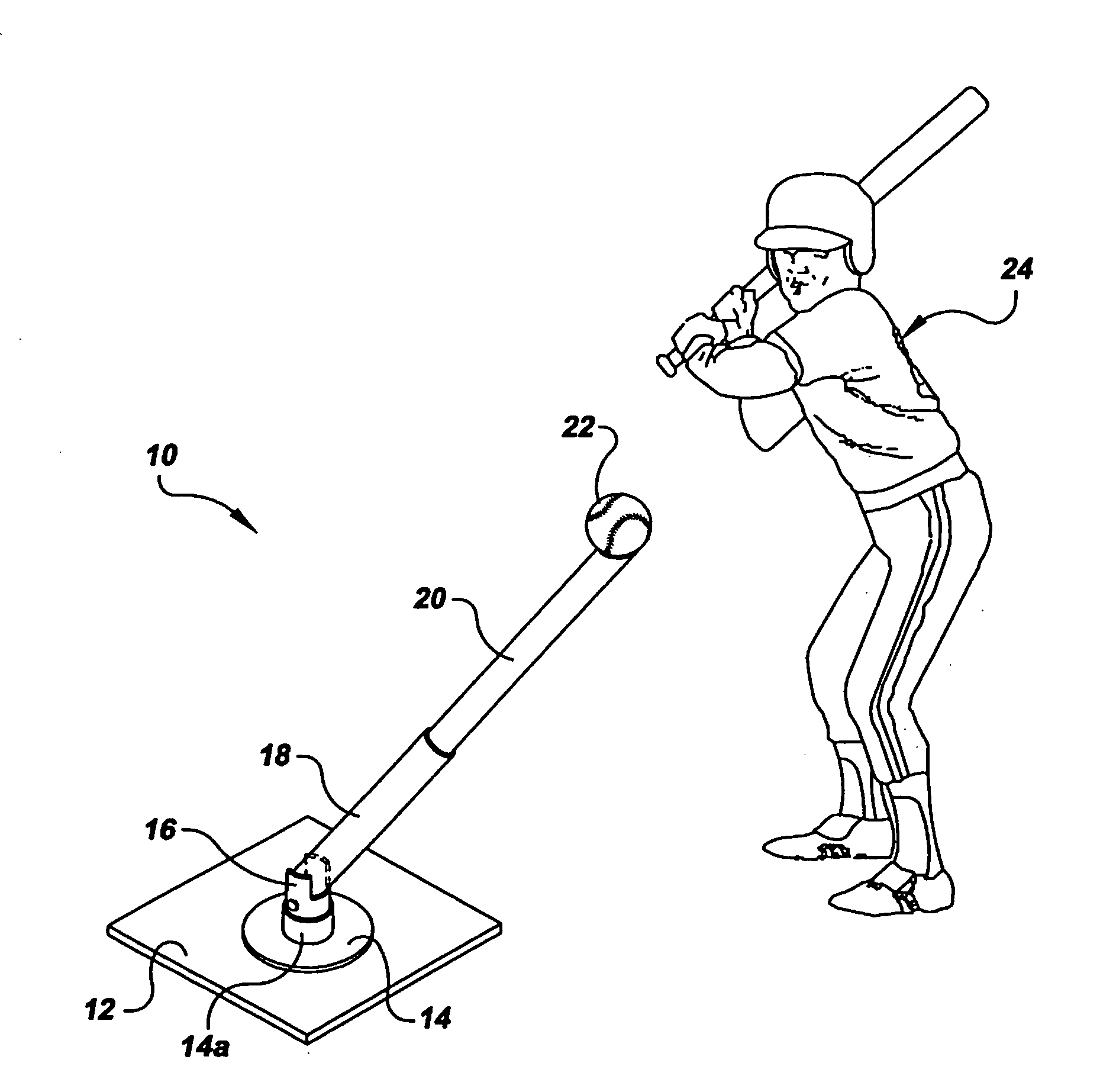 Angled hitting stand apparatus and method