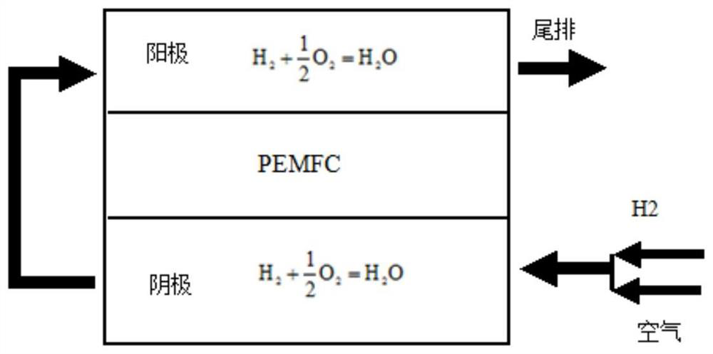 A device for starting a proton exchange membrane fuel cell at low temperature