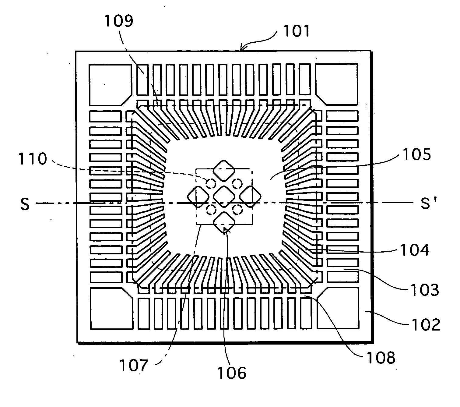 Resin-sealed semiconductor device, leadframe with die pads, and manufacturing method for leadframe with die pads