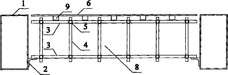 Template support system of box type girder cast-in-place concrete floor plate of steel frame construction