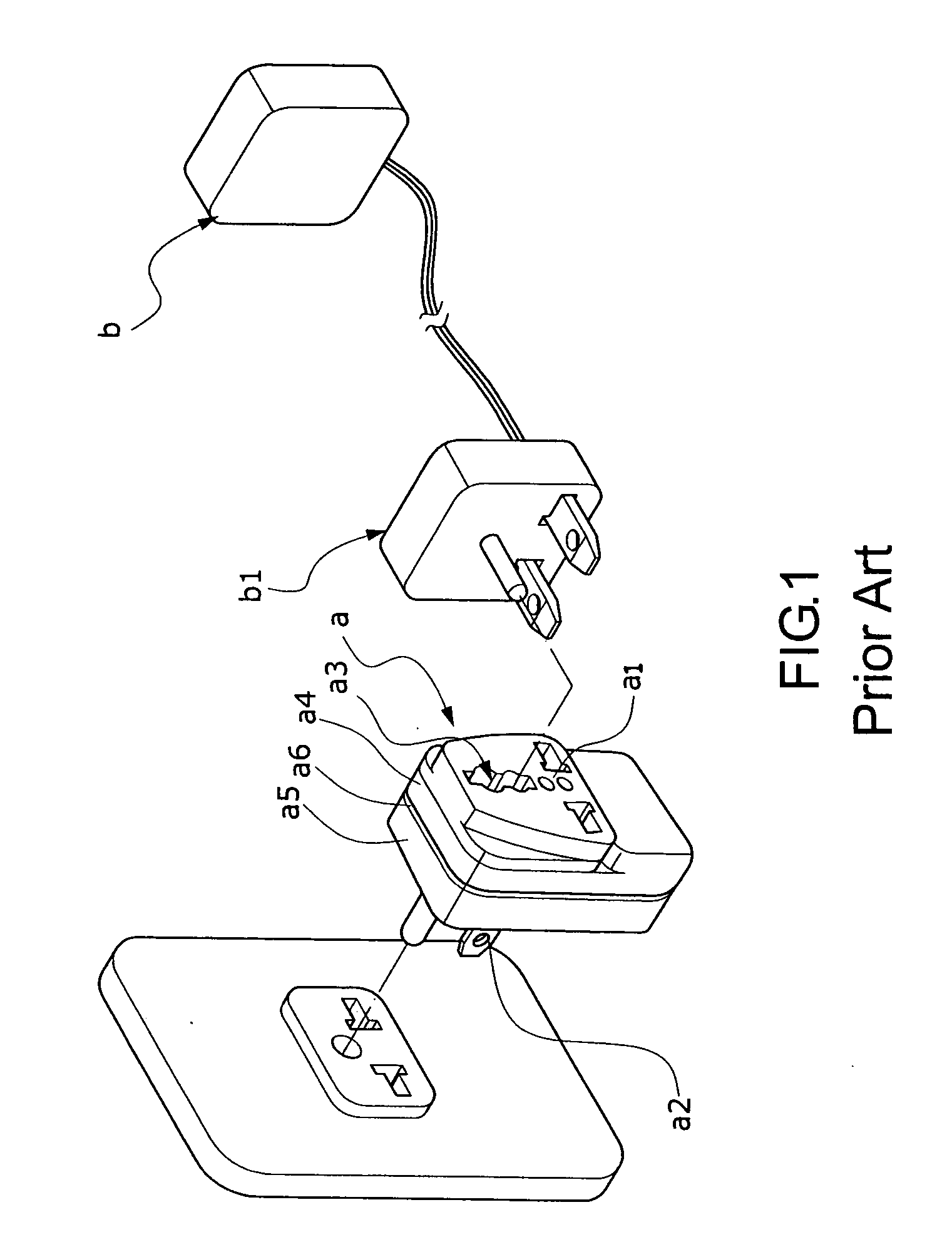 Compact traveling-use power adapter structure