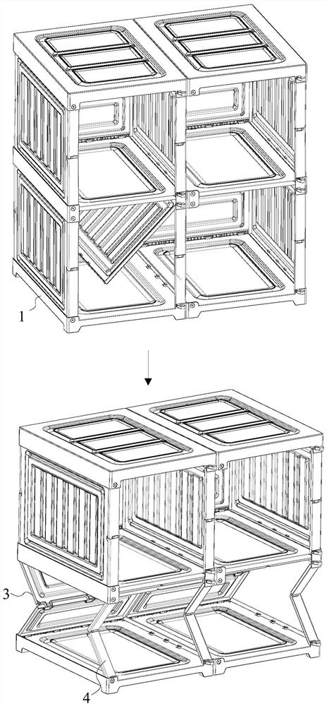 Folding combined cabinet