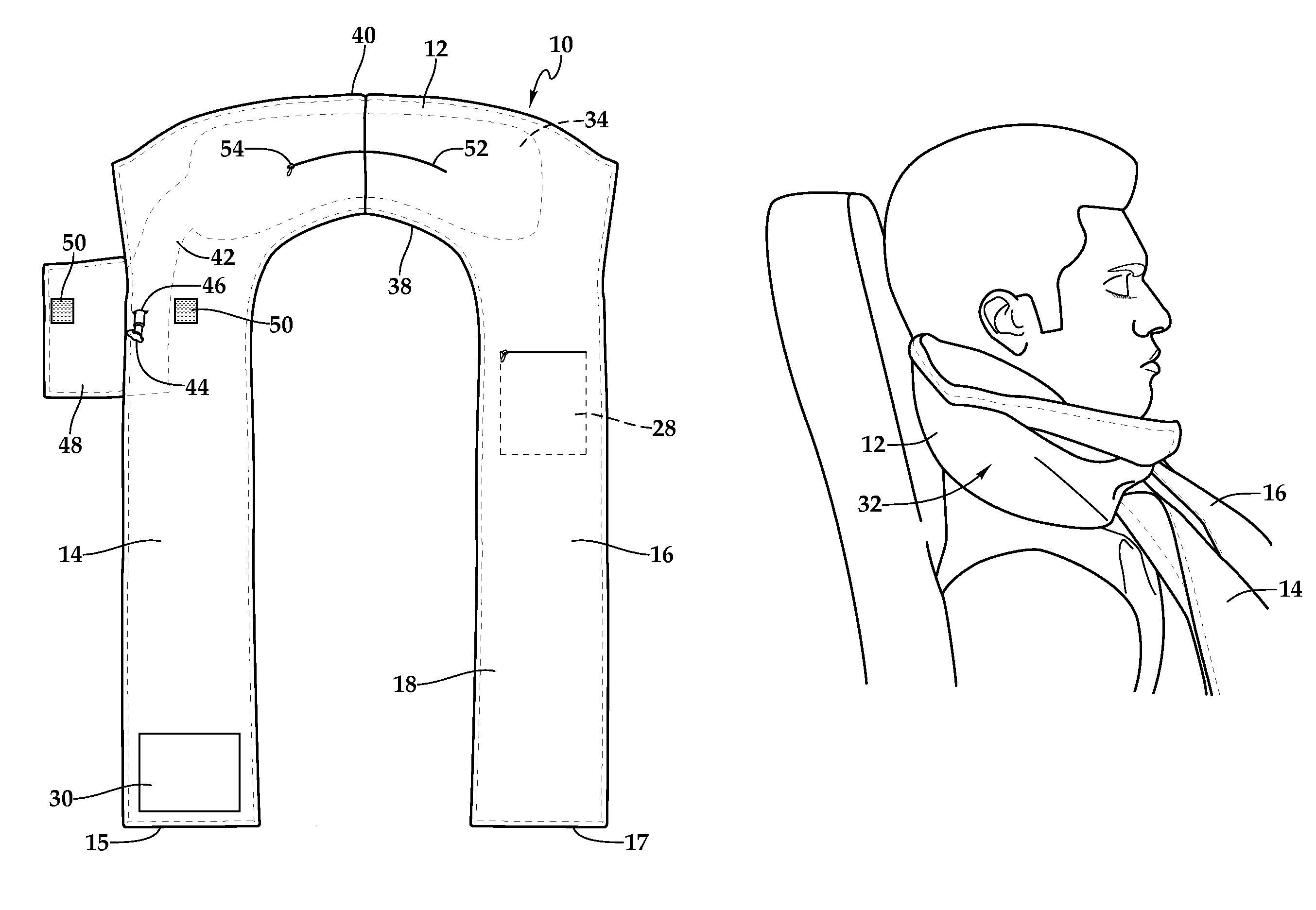 Apparel with inflatable neck cushion