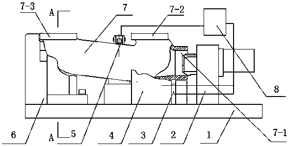 Processing and positioning method and positioning fixture for the end face of the intake flange of combined exhaust manifold