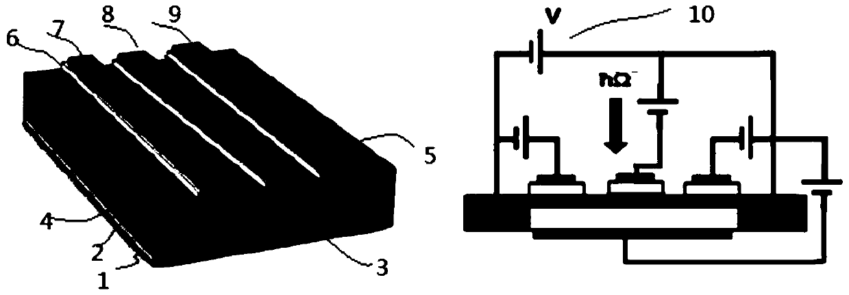 Gate-controlled graphene nanoribbon array thz detector and tuning method