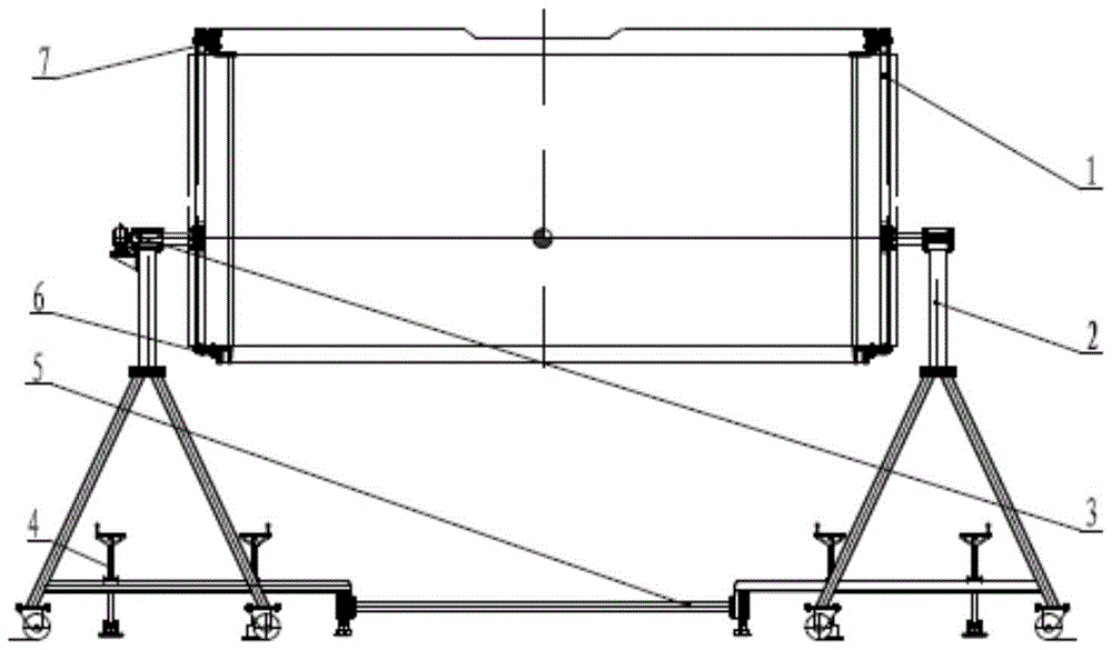 Large-scale satellite frame paint-spraying and overturning device