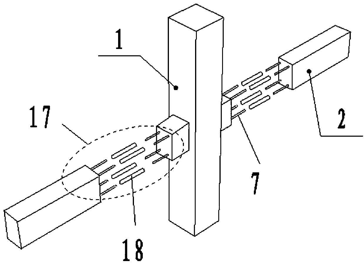 Connecting structure and method for prefabricated columns and prefabricated beams of fabricated building frame structure