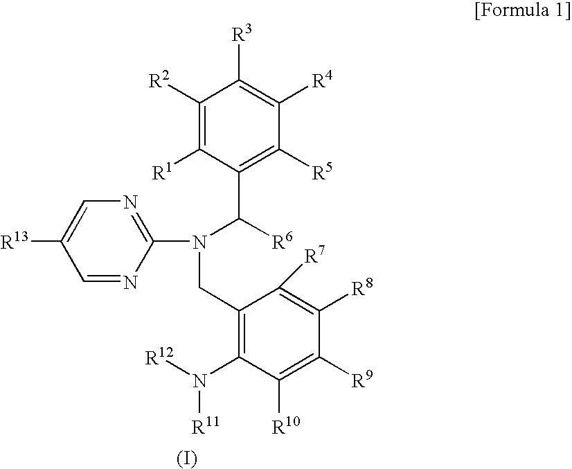 Pyrimidine compound having dibenzylamine structure and medicament comprising the same