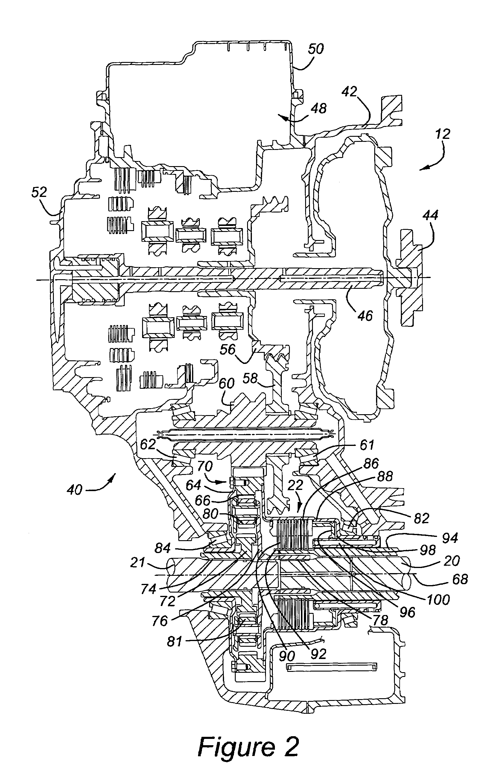 Transaxle having a differential mechanism and on-demand transfer clutch