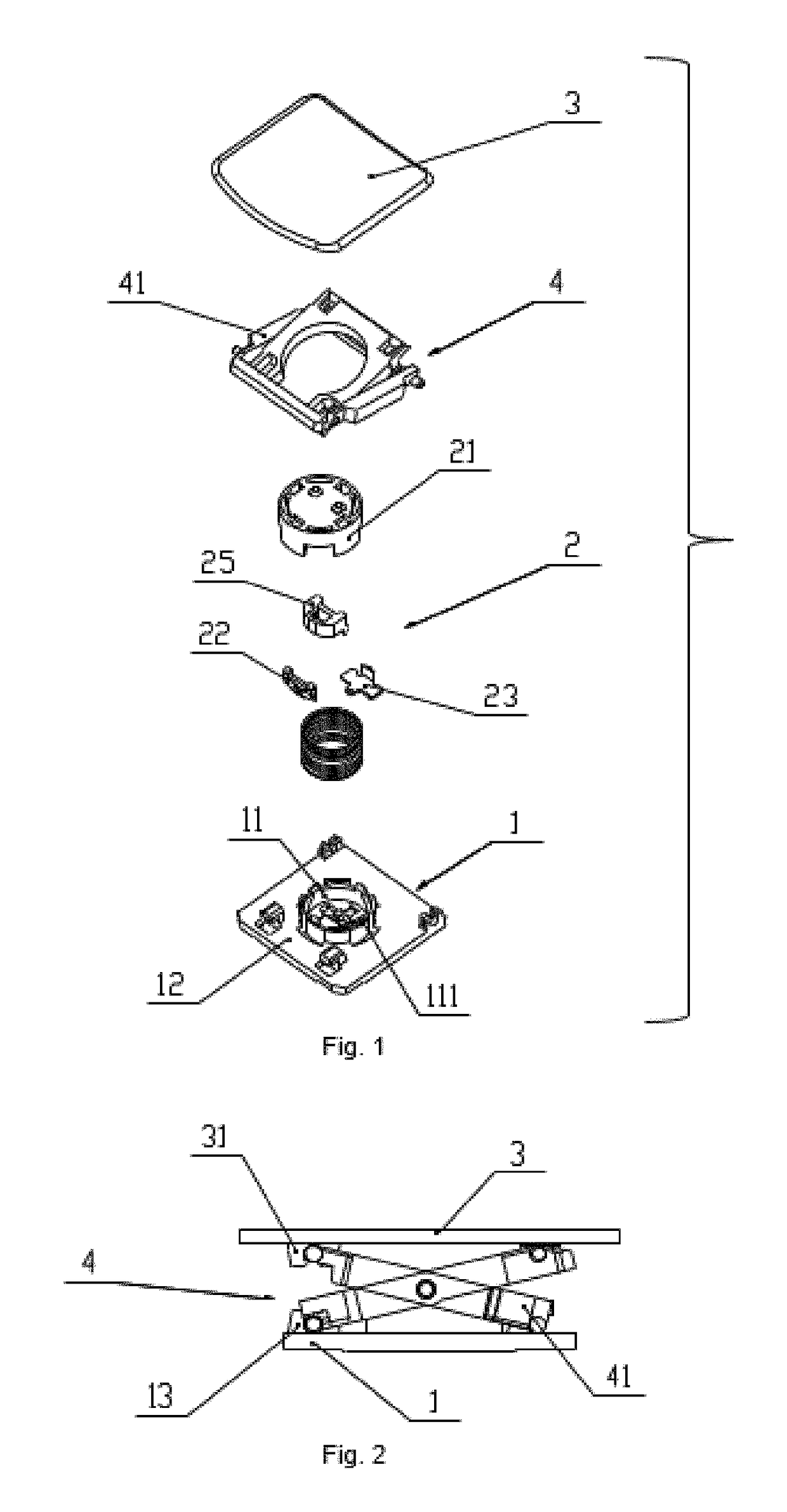 Mechanical axle structure for key