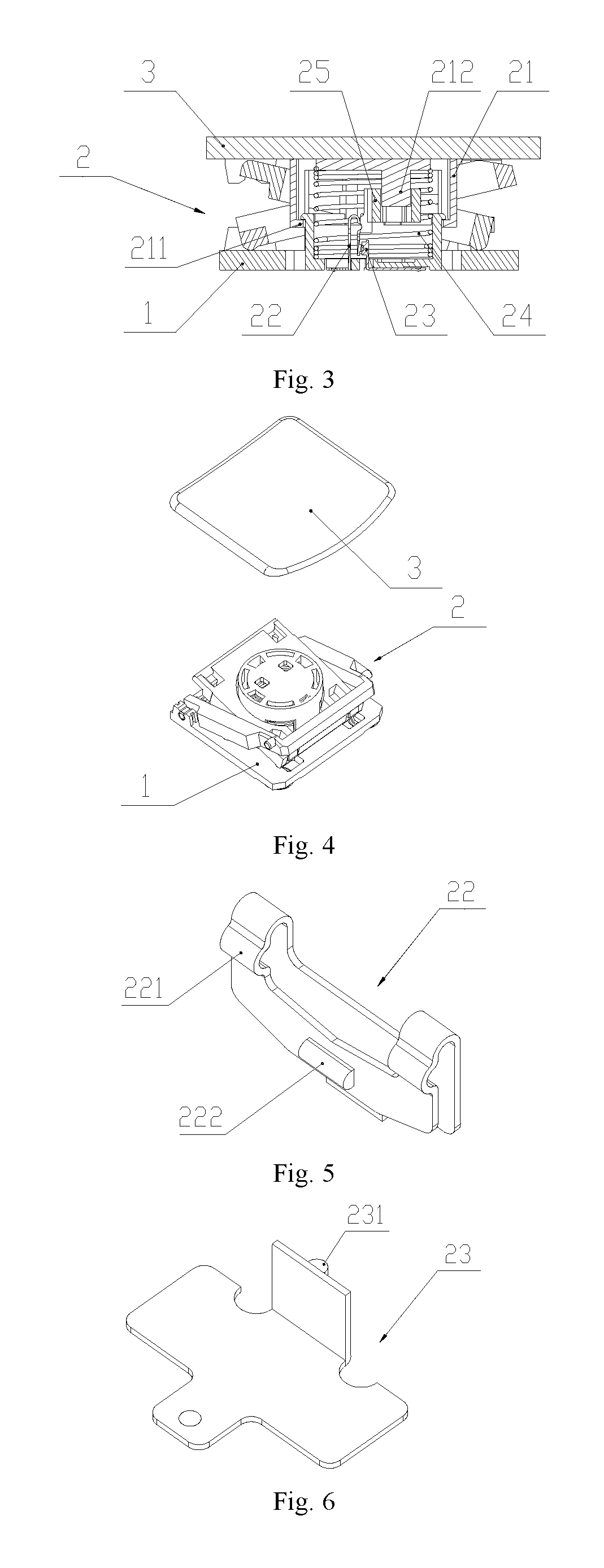 Mechanical axle structure for key