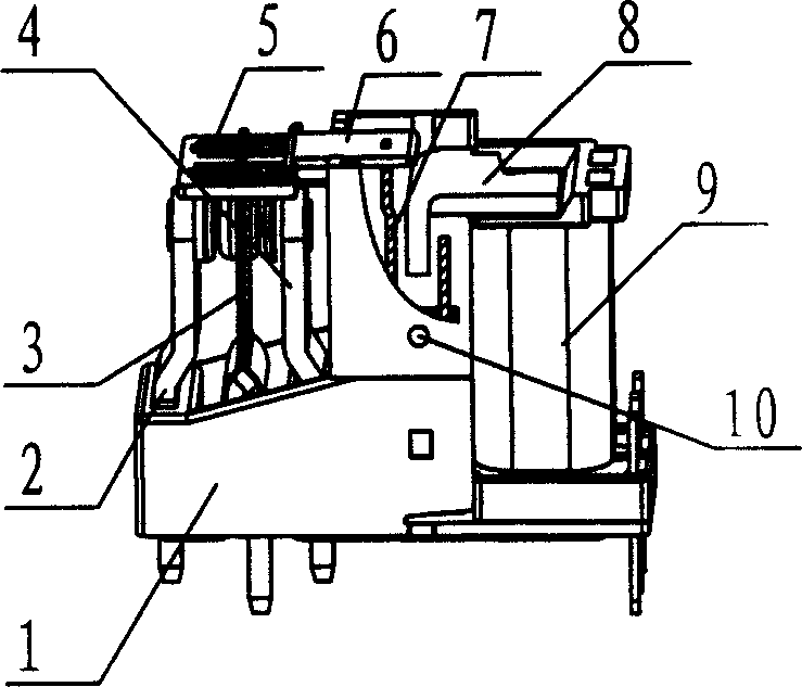 Electromagnetic relay with spring pushing structure