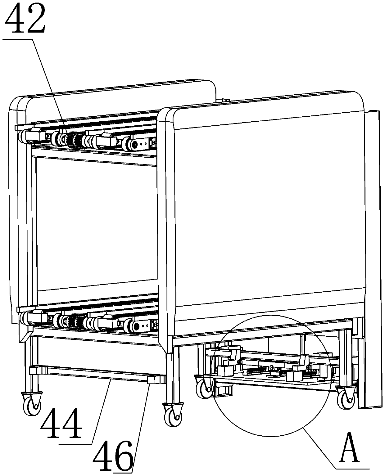 Butt-joint transportation device for photovoltaic production line and butt-joint transportation method