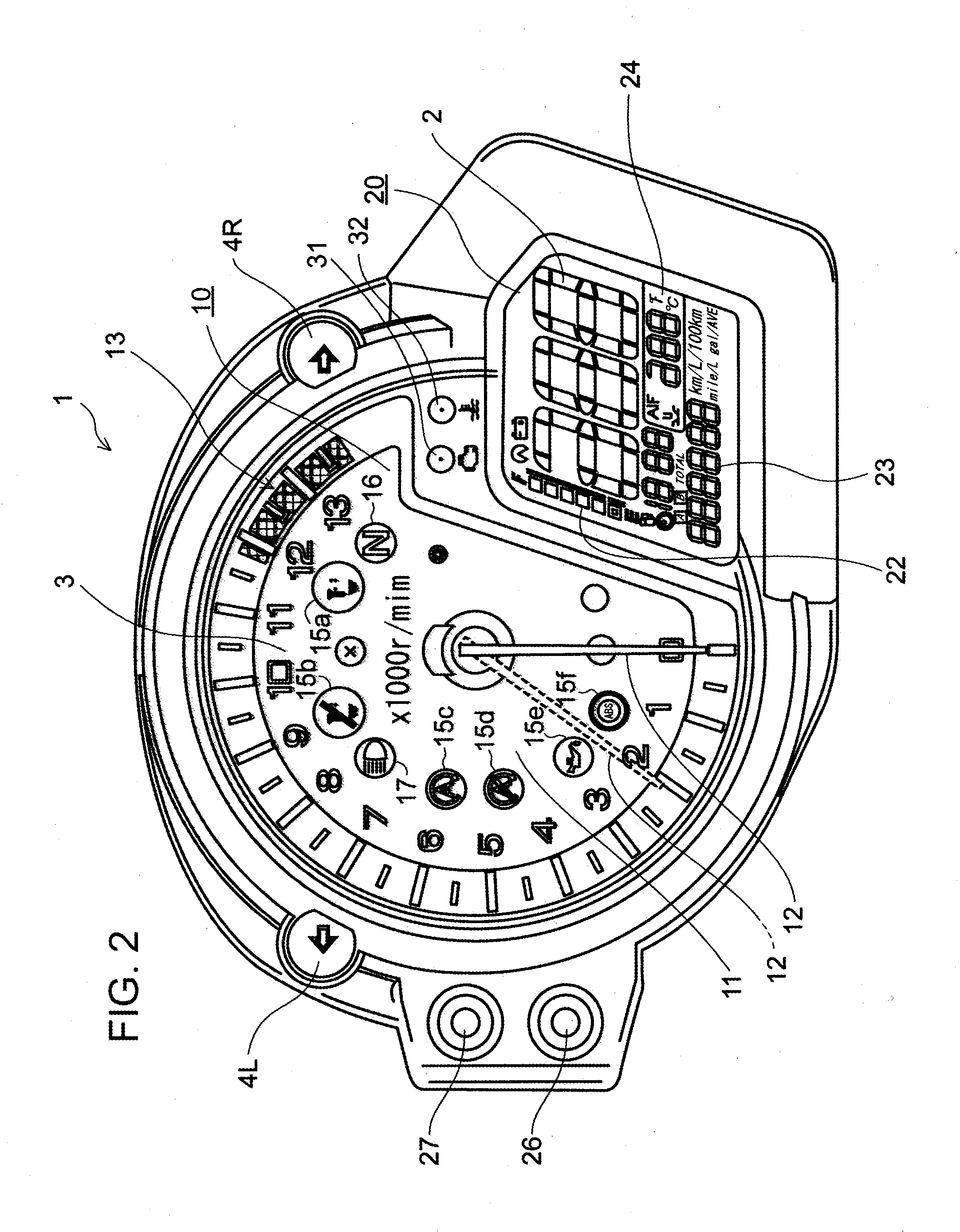 Traction control display device for vehicle