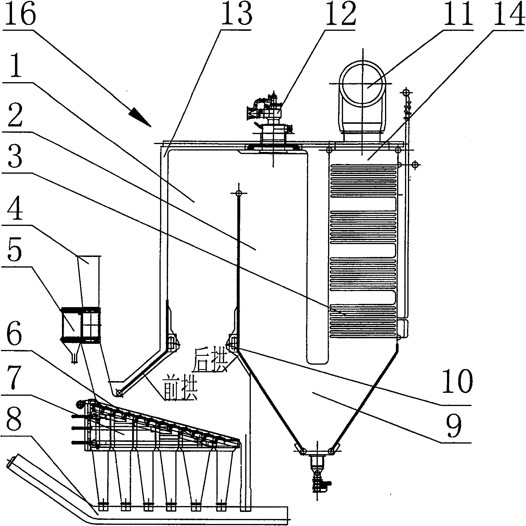 Novel organic heat carrier furnace of biomass combustion membrane type wall