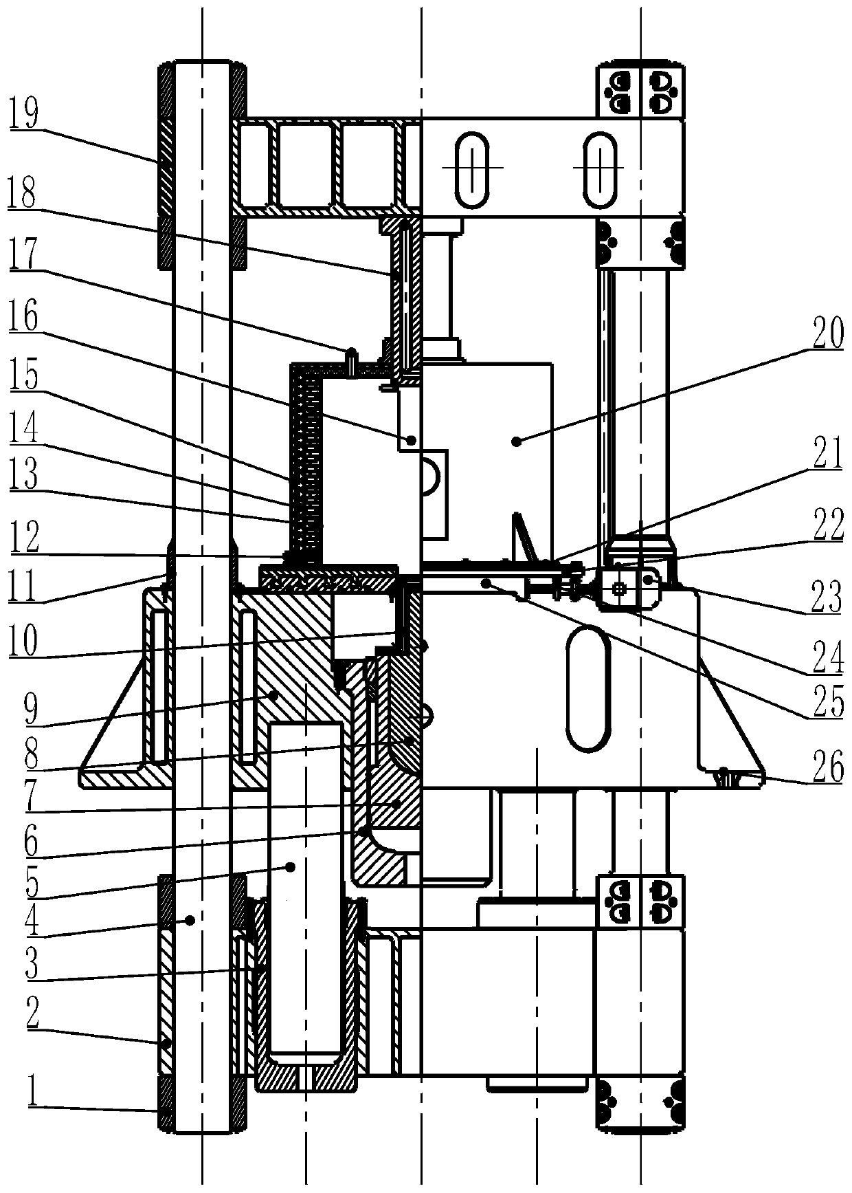 Integrated forming method with atmosphere protection and for situ extruding and upsetting of metal powder after sintering and integrated hydraulic machine of integrated forming method