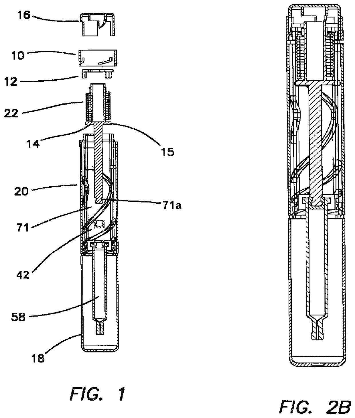 Process and autoinjector device for injections with increased patient comfort