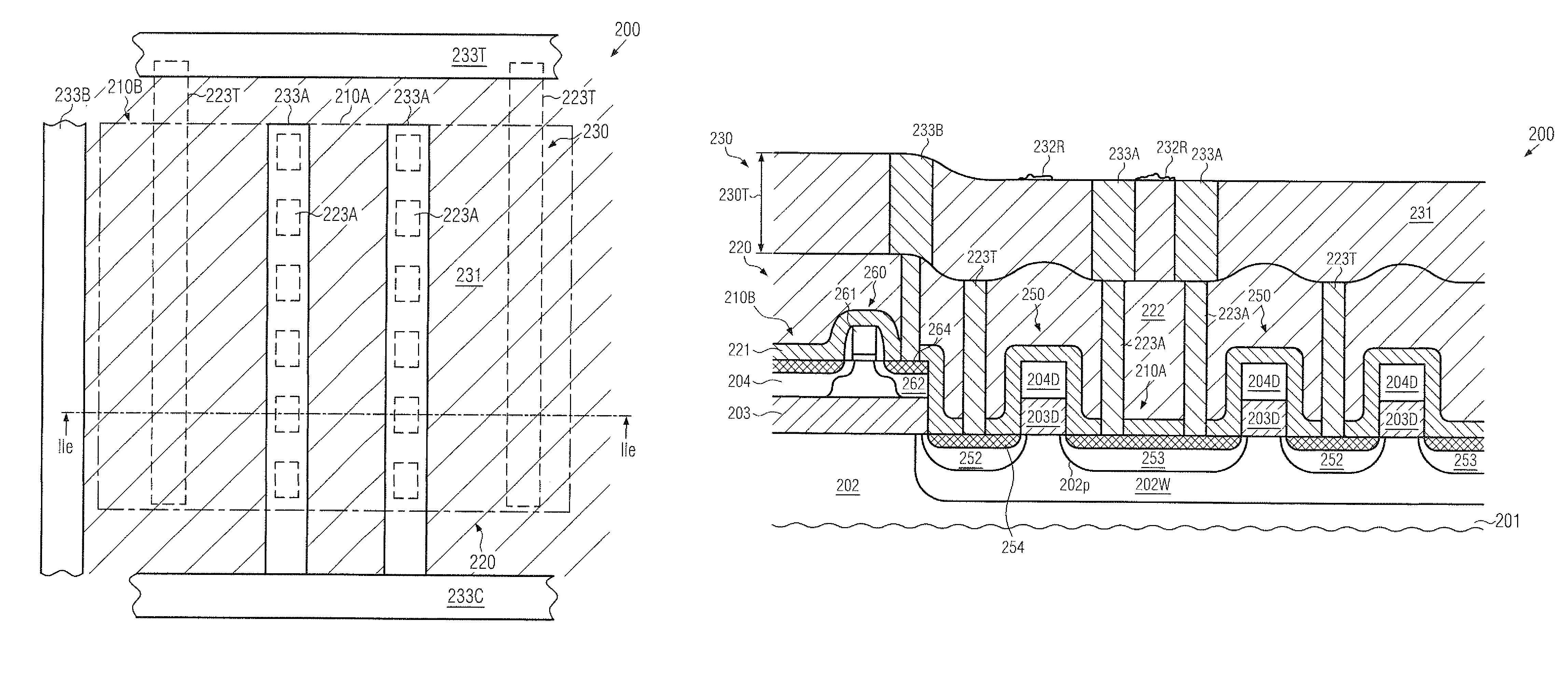 SOI semiconductor device comprising substrate diodes having a topography tolerant contact structure