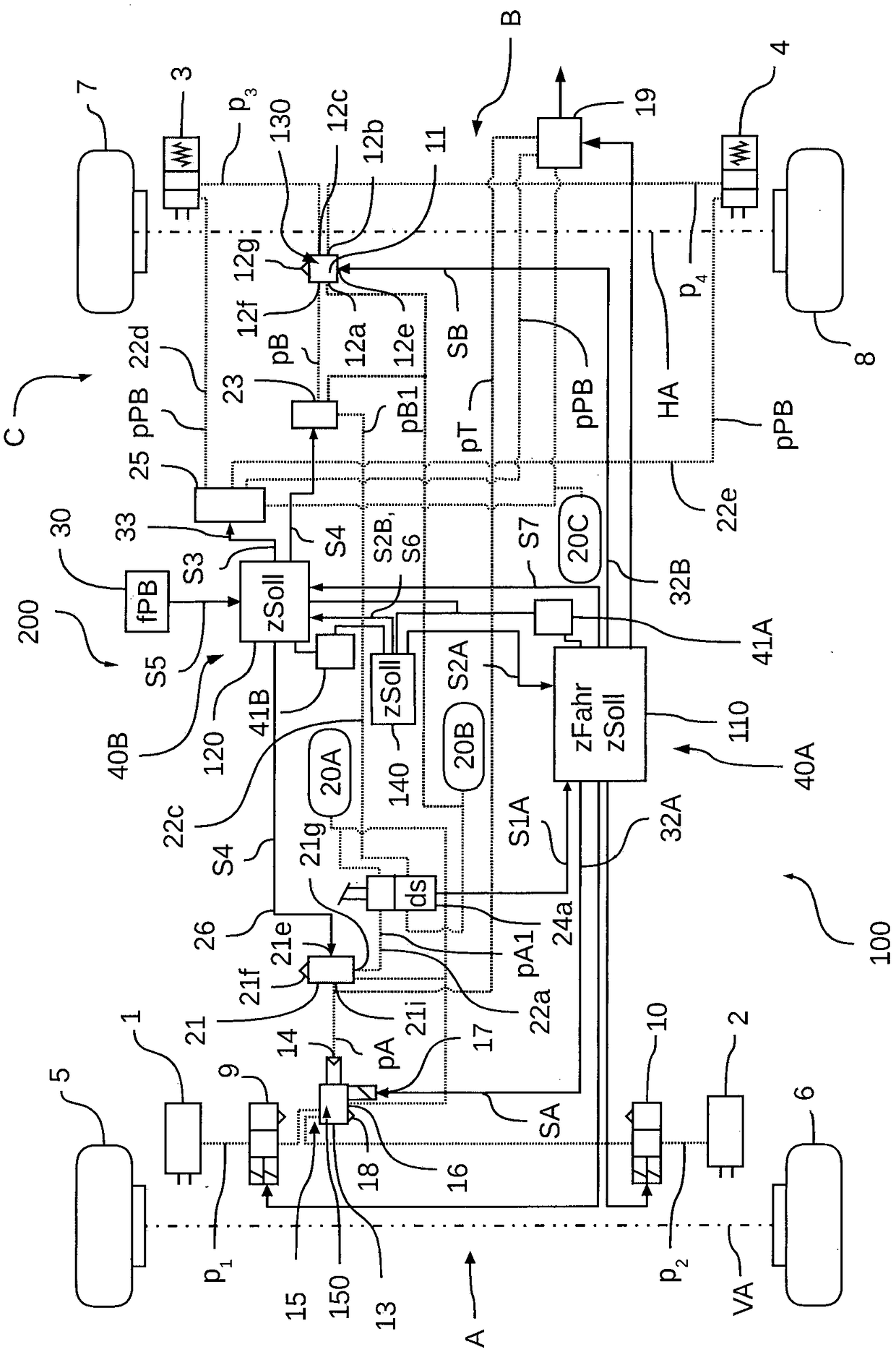 Electronically controllable pneumatic brake system in a utility vehicle and method for electronically controlling a pneumatic brake system