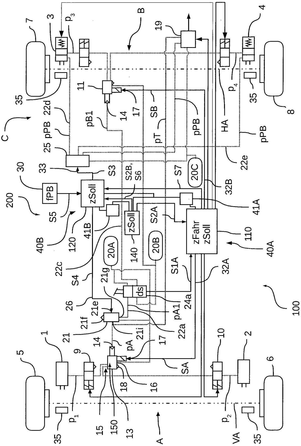 Electronically controllable pneumatic brake system in a utility vehicle and method for electronically controlling a pneumatic brake system