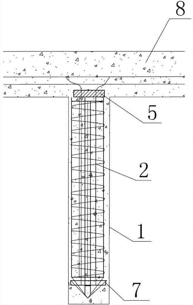 Original-state soil borrowing press-grouting concrete pile exerted by prestress and construction method thereof