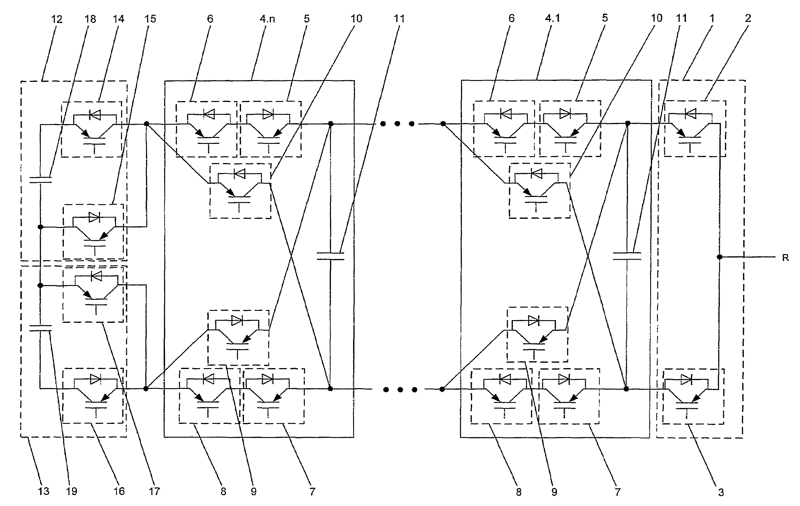 converter-circuit-for-switching-a-large-number-of-switching-voltage