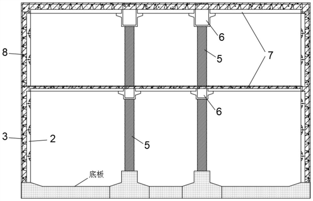 Structure of station side wall formed by combination of omega-shaped inserting plates and convex pilasters and construction method