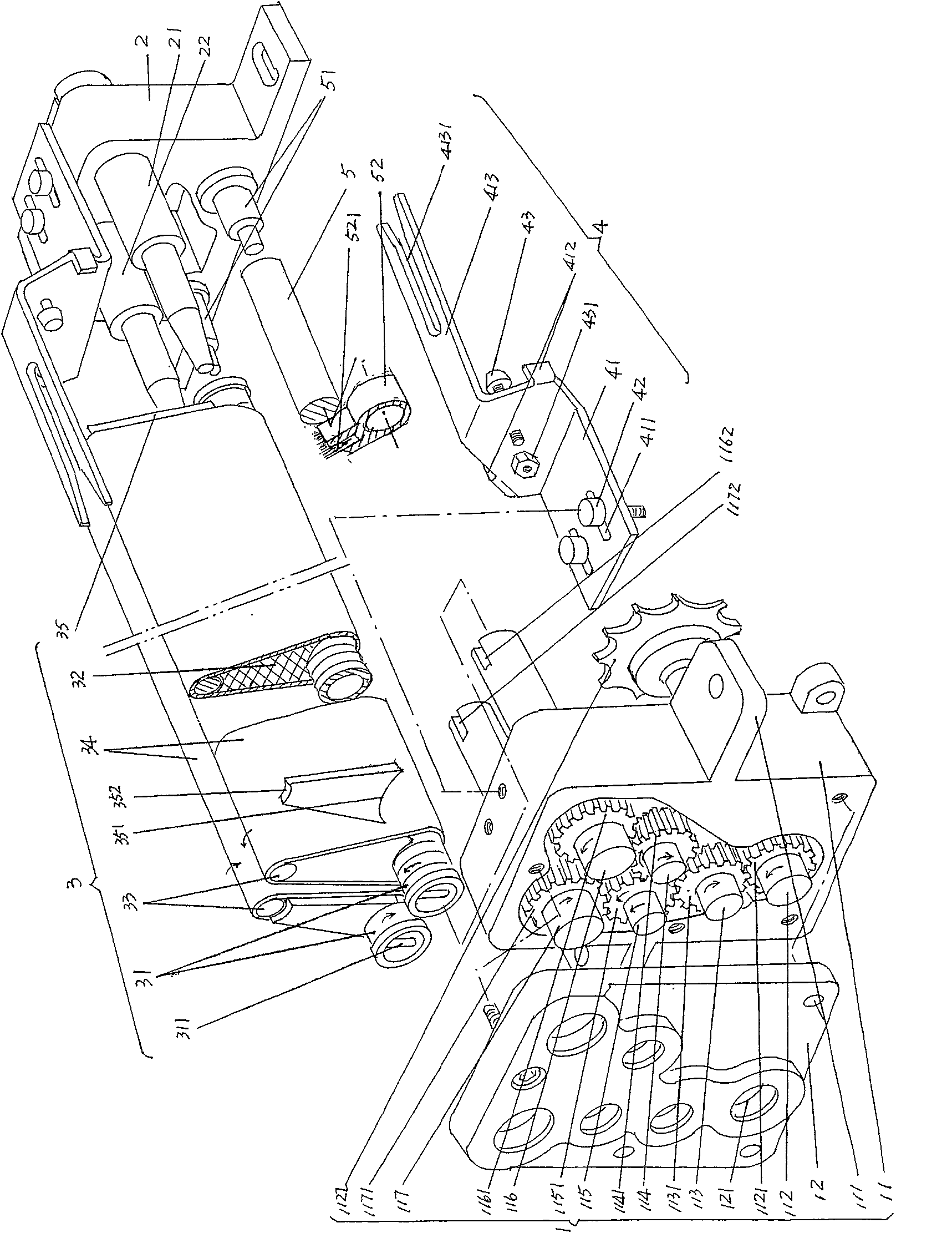 Sub-roller mechanism of computer plain flat knitter