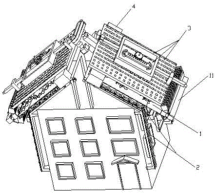 Cleaning device for leaves of rose green plants on outer wall of house