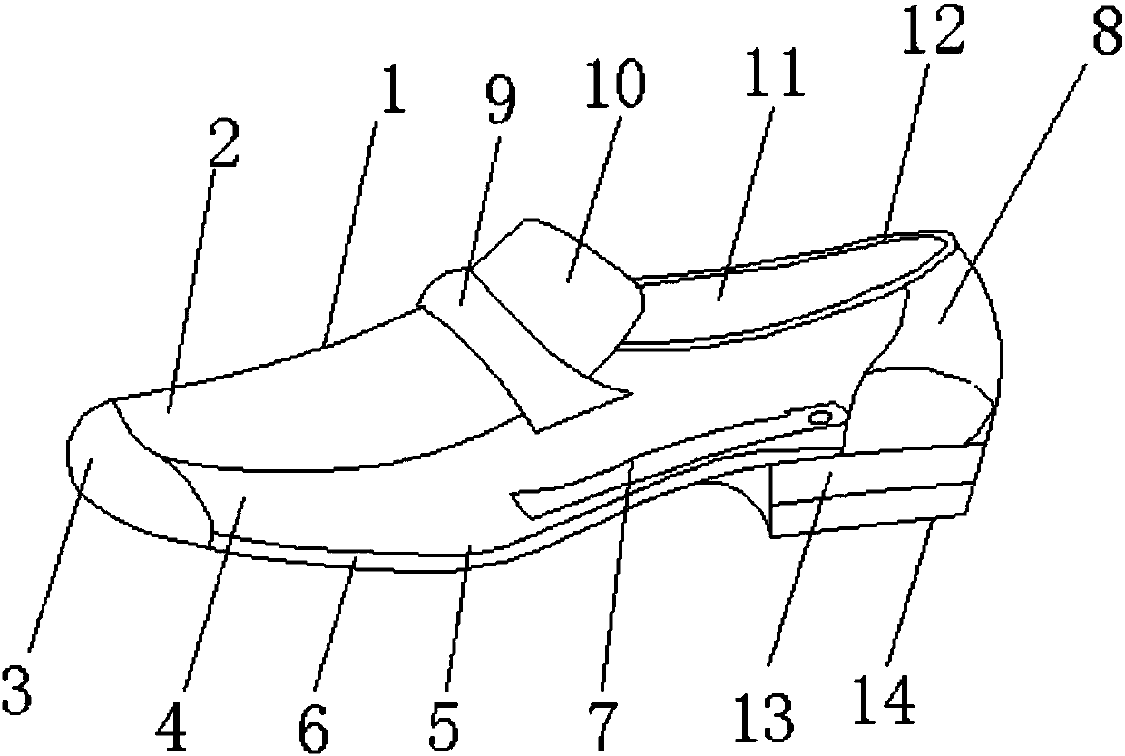 Leather shoe with damping and physiotherapy functions